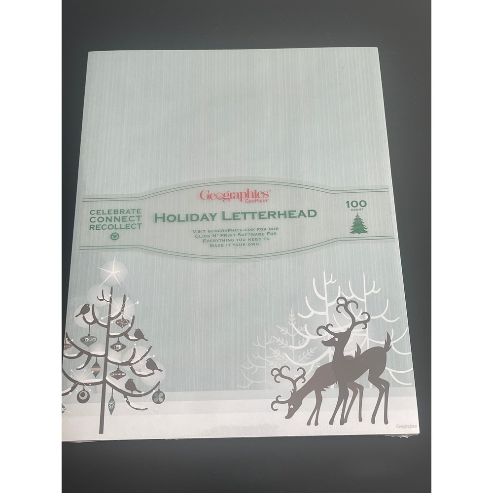 00521 - Geographics Holiday Letterhead 100 Count Deer Tree Design New in Package